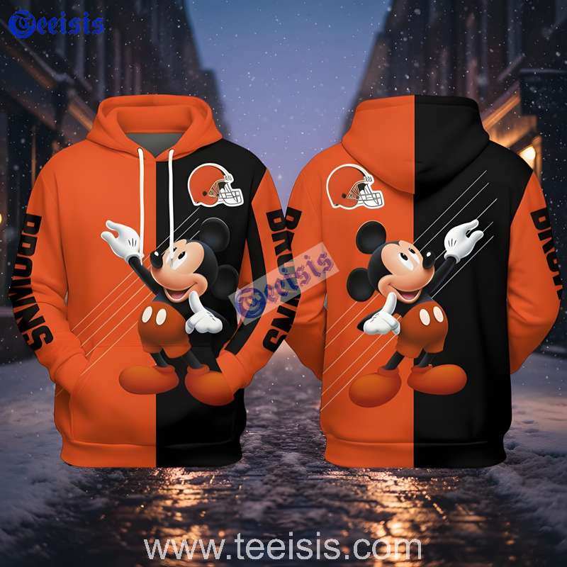 Cleveland Browns Mickey Mouse 3D Hoodie Youth