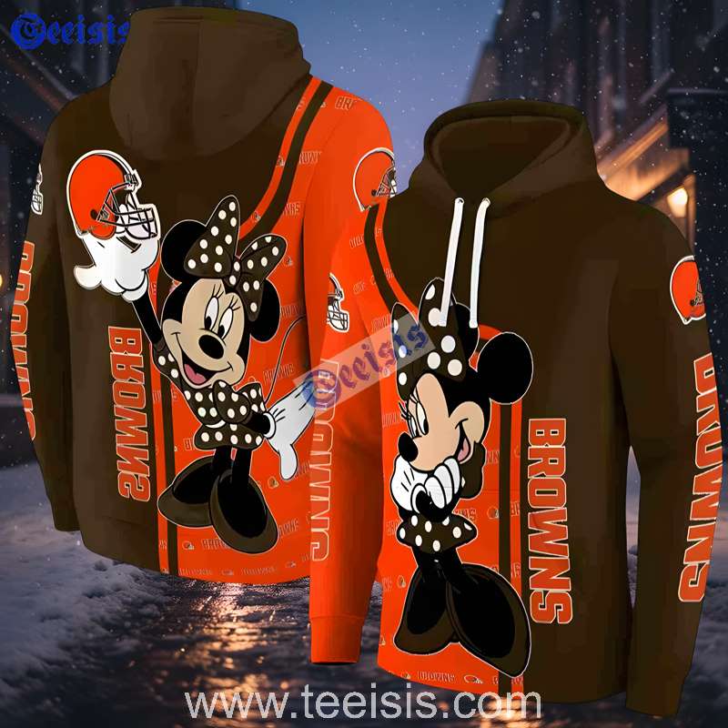 Cleveland Browns Minnie Mouse 3D Hoodie Zipper