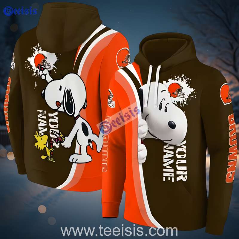 Cleveland Browns Peeking Snoopy 3D Hoodie Women