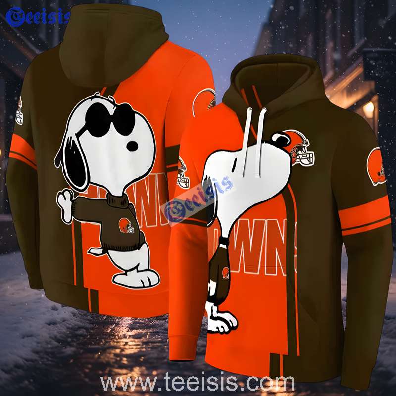 Cleveland Browns Playful Snoopy Plus Size 3D Hoodie