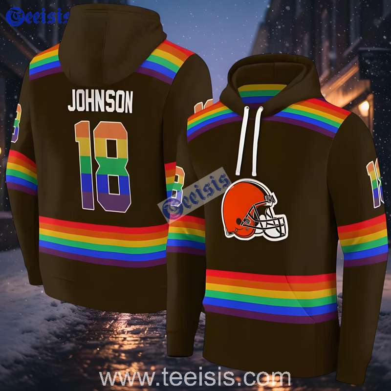 Cleveland Browns Rainbow Stripes 3D Hoodie Boys