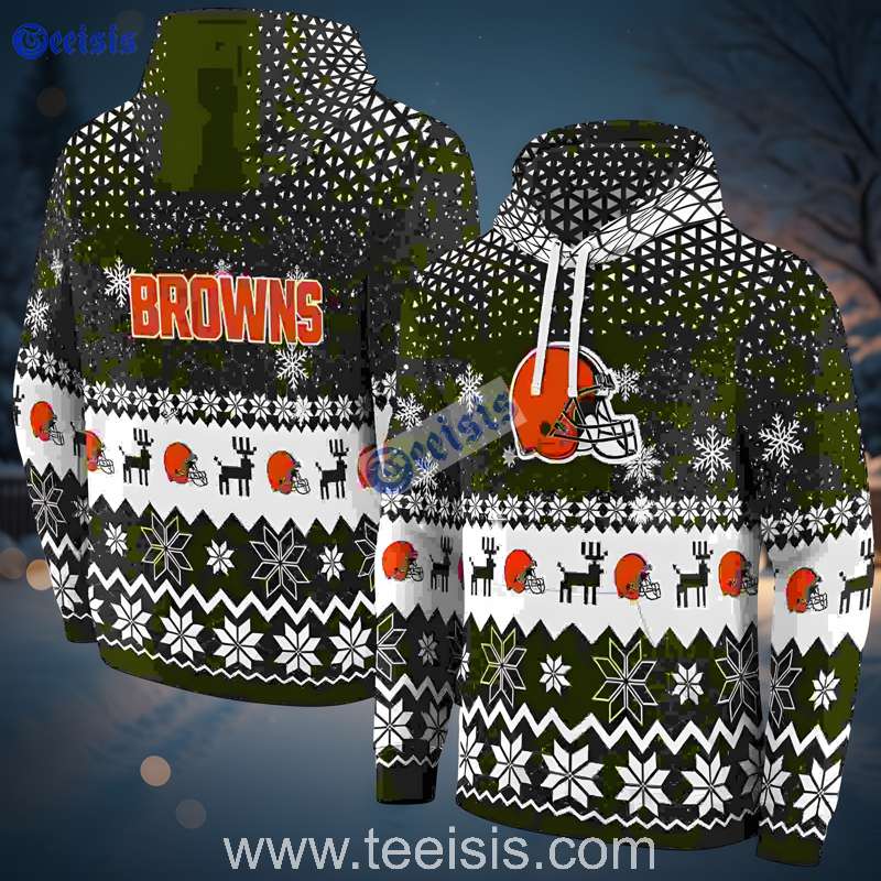 Cleveland Browns Reindeer Motif 3D Hoodie Boy