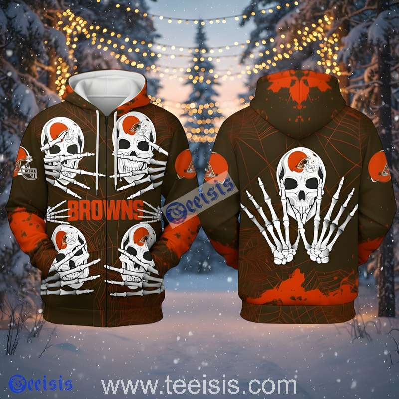 Cleveland Browns Skeleton Hand 3D Art Hoodie Apparel