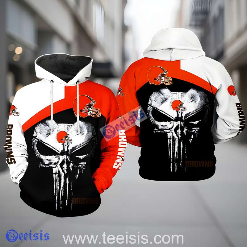 Cleveland Browns Skull Punisher Team 3D Art Hoodie Apparel