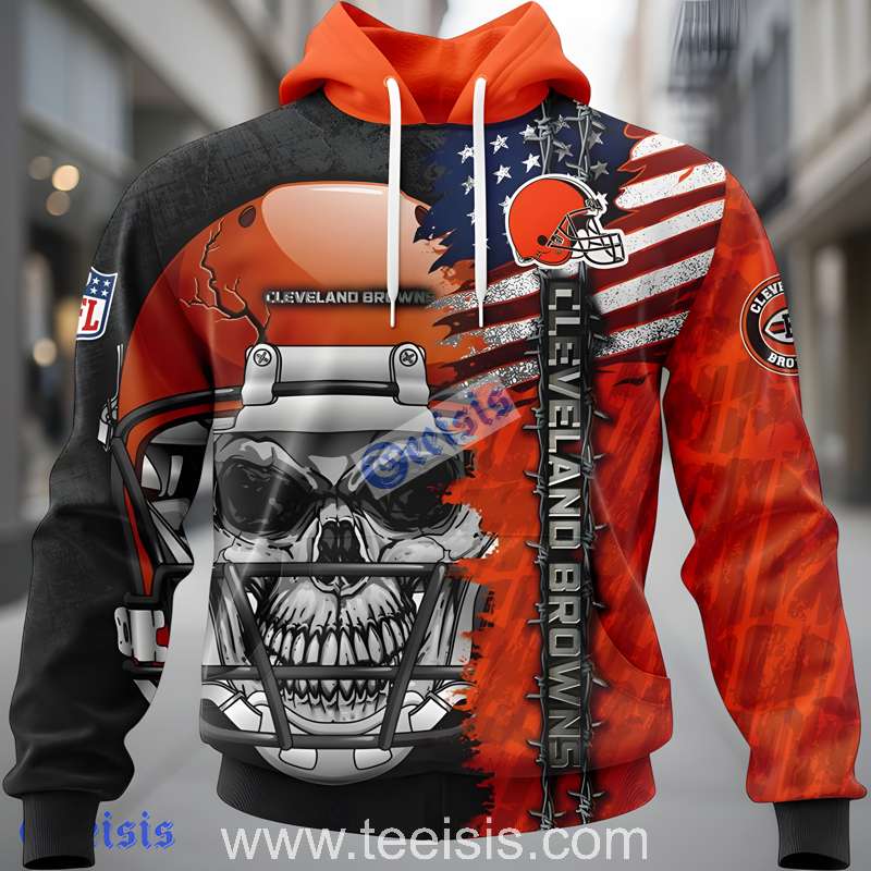 Cleveland Browns Skull With Helmets 3D Design Hoodie Clothes