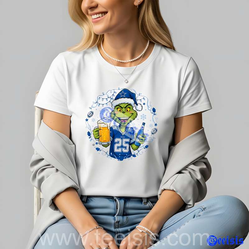 Dallas Cowboys Grinch Beer Lover Xmas Tee
