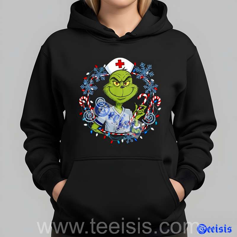 Dallas Cowboys Grinch Nurse Christmas Unisex Shirt image 2 Dallas Cowboys Grinch Nurse Christmas Unisex Shirt image 2