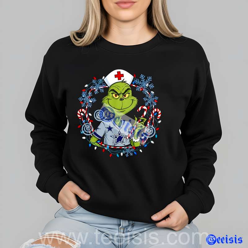 Dallas Cowboys Grinch Nurse Christmas Unisex Shirt image 4 Dallas Cowboys Grinch Nurse Christmas Unisex Shirt image 4