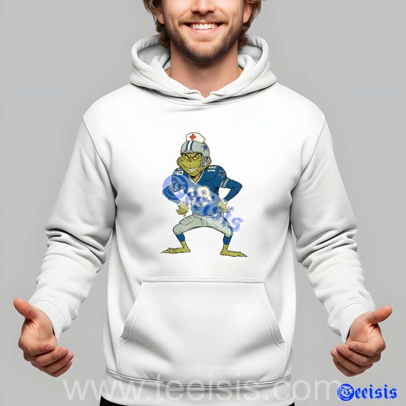 Dallas Cowboys Grinch Nurse Christmas White Mens Tee image 2 Dallas Cowboys Grinch Nurse Christmas White Mens Tee image 2