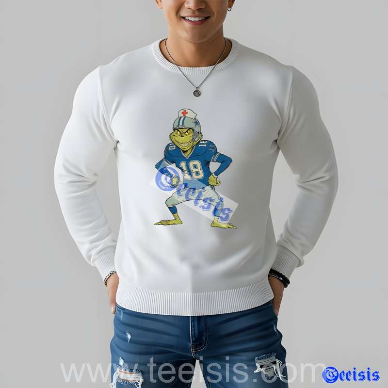 Dallas Cowboys Grinch Nurse Christmas White Mens Tee image 4 Dallas Cowboys Grinch Nurse Christmas White Mens Tee image 4