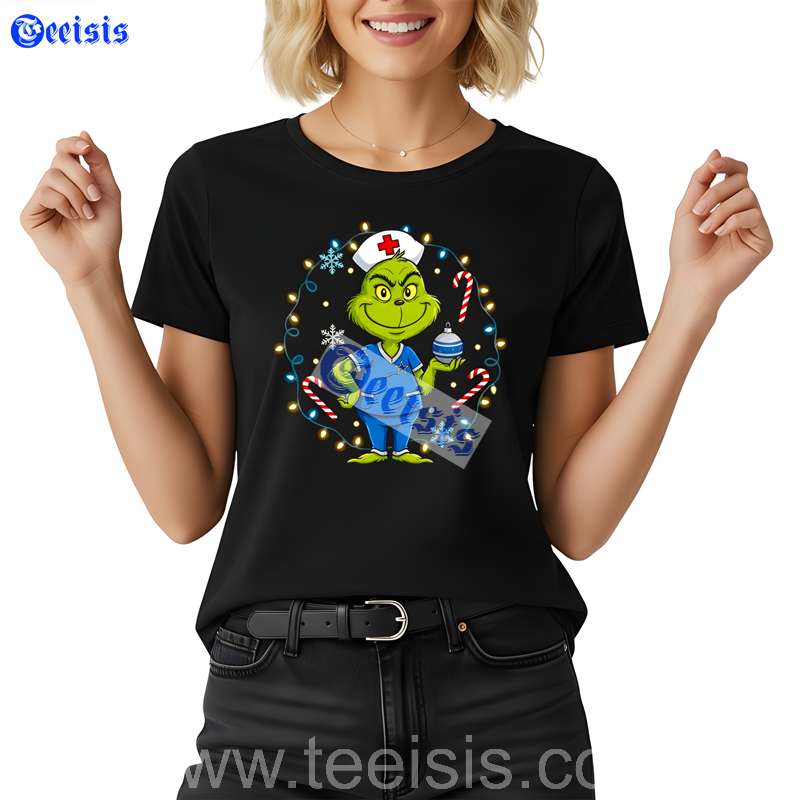 Dallas Cowboys Grinch Nurse Happy Christmas Womens Shirt