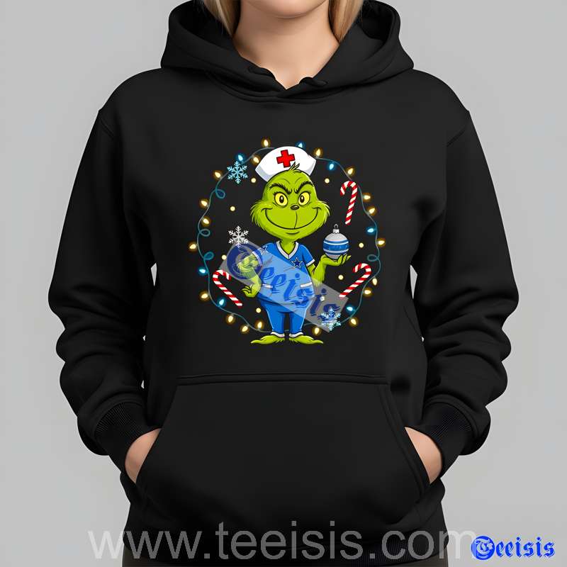 Dallas Cowboys Grinch Nurse Happy Christmas Womens Shirt image 2 Dallas Cowboys Grinch Nurse Happy Christmas Womens Shirt image 2