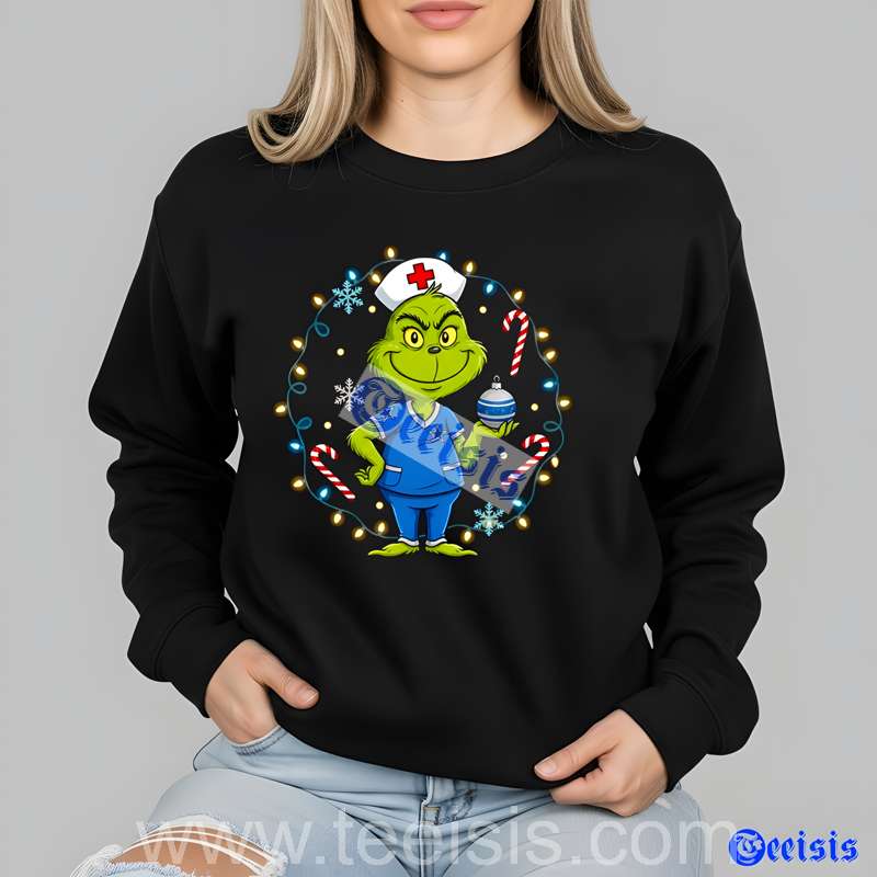 Dallas Cowboys Grinch Nurse Happy Christmas Womens Shirt image 4 Dallas Cowboys Grinch Nurse Happy Christmas Womens Shirt image 4
