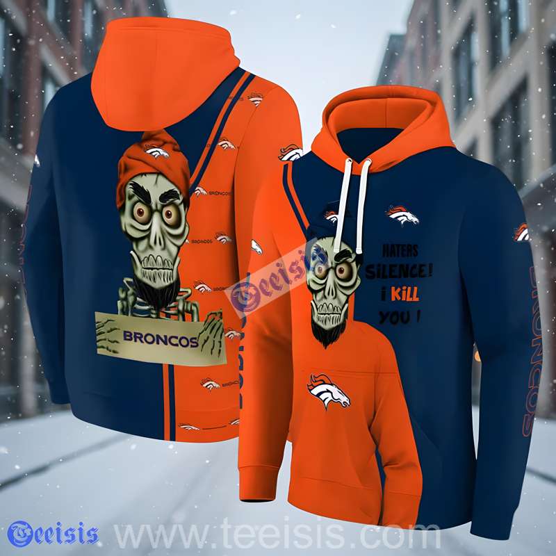 Denver Broncos Achmed Skull Plus Size 3D Hoodie