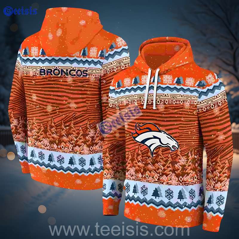 Denver Broncos Christmas Trees 3D Hoodie With Zipper