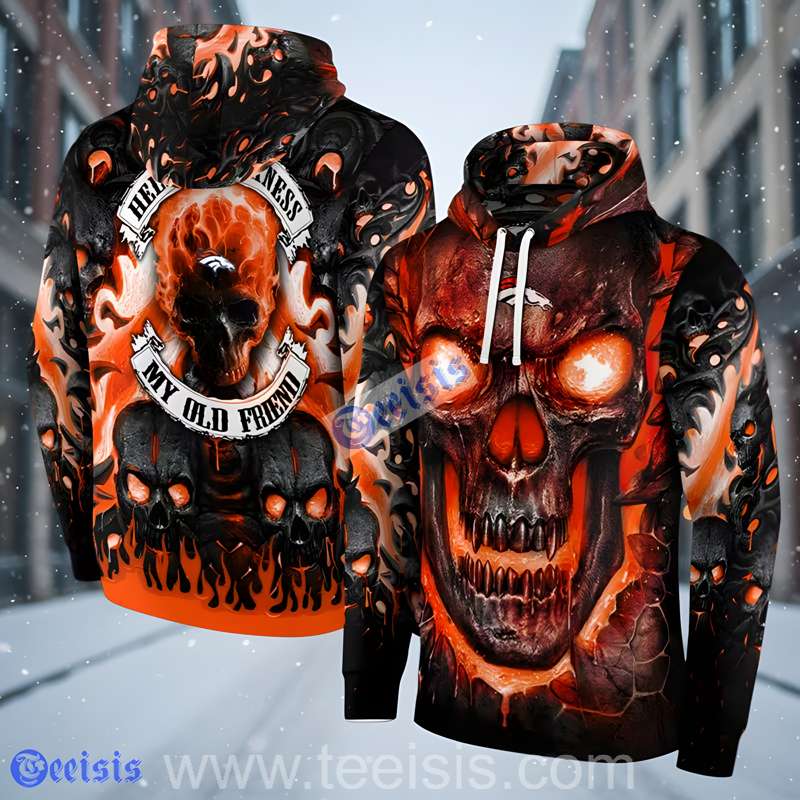 Denver Broncos Demonic Skull 3D Design Hoodie Fans