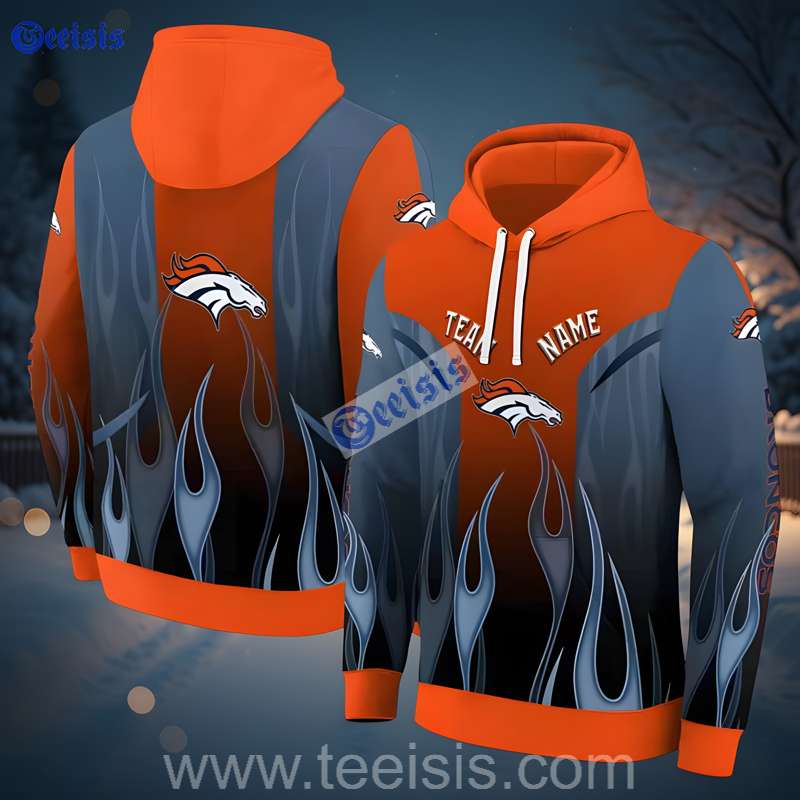 Denver Broncos Flame Custom 3D Hoodie Graphic