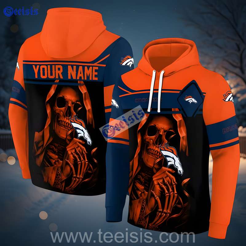 Denver Broncos Grim Reaper Custom Name 3D Hoodie Fans