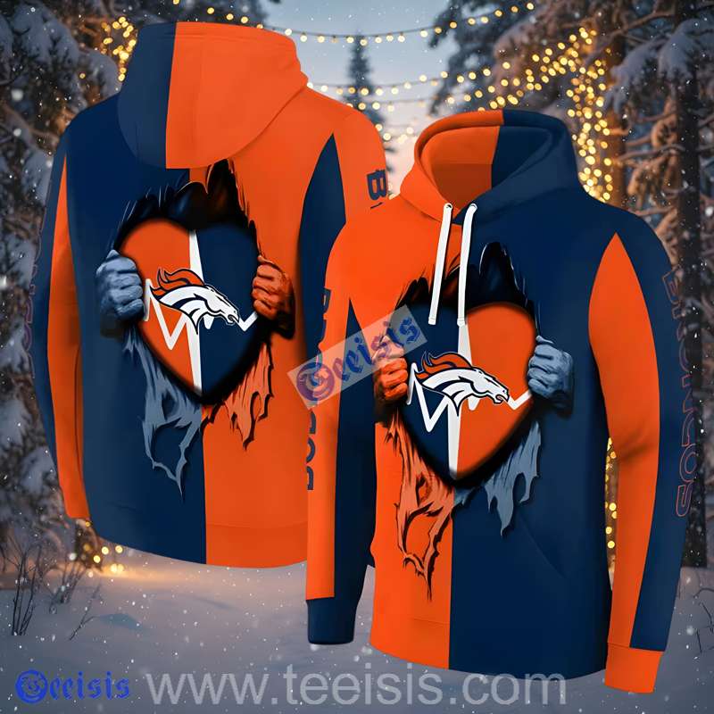 Denver Broncos Heartbeat Graphic 3D Hoodie Game Day