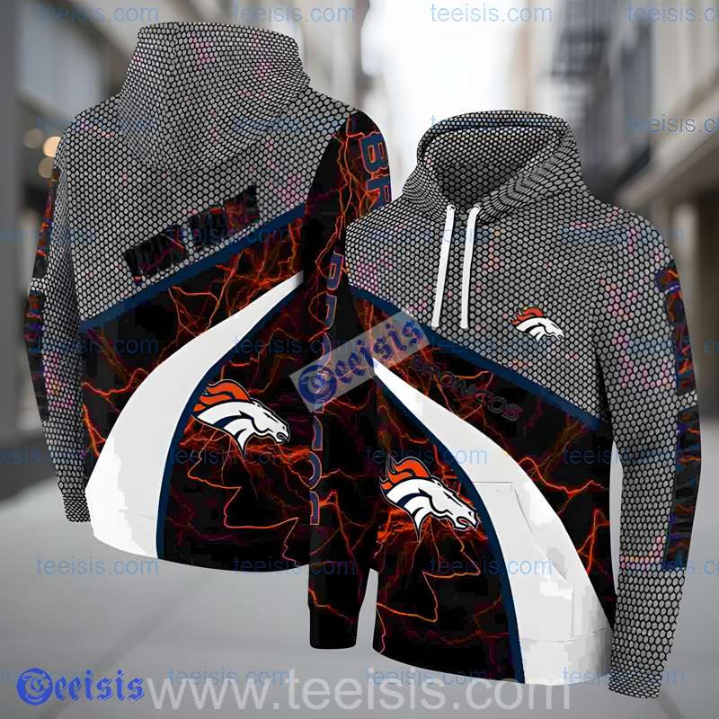 Denver Broncos Hexagonal Mesh 3D Hoodie Printing