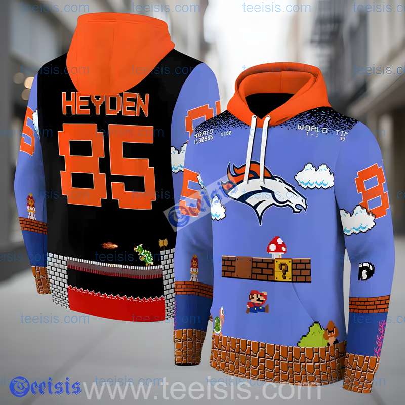 Denver Broncos Mario 3D Hoodie All Over Printed