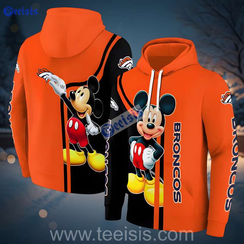Denver Broncos Mickey Mouse 3D Hoodie Printing Fans