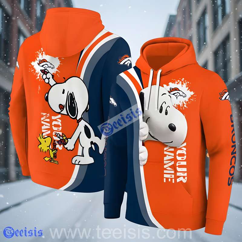 Denver Broncos Peeking Snoopy 3D Hoodie Women