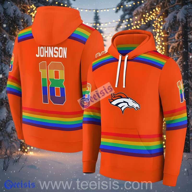Denver Broncos Rainbow Stripes 3D Hoodie Graphic