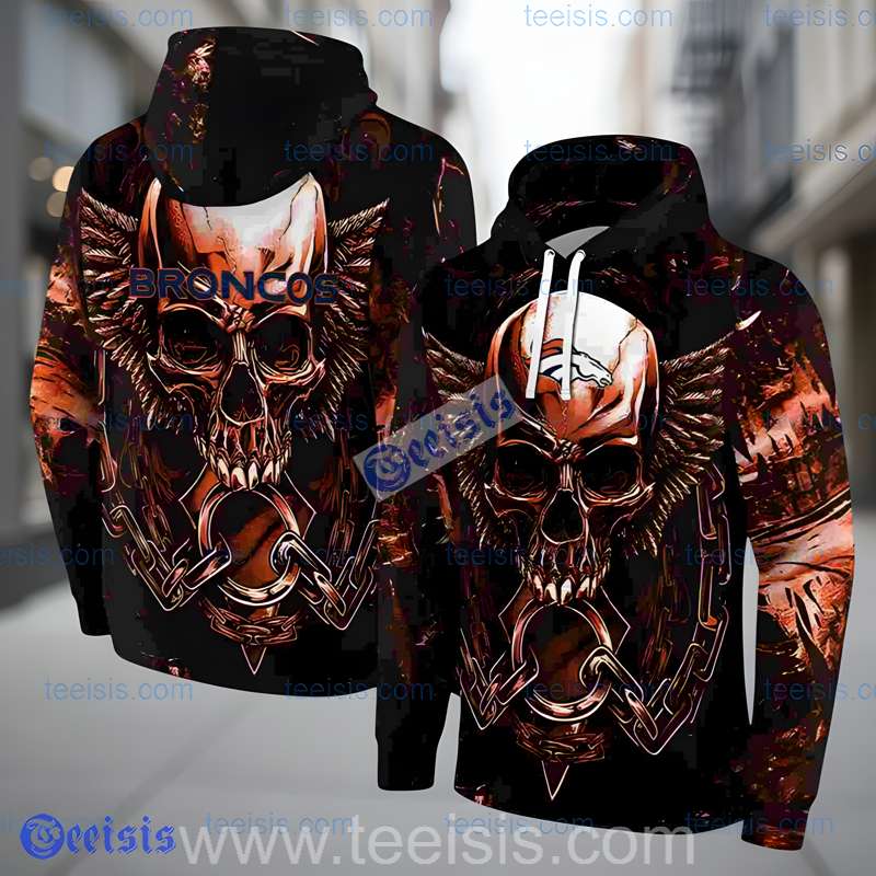 Denver Broncos Skull Artwork 3D Hoodie With Zipper
