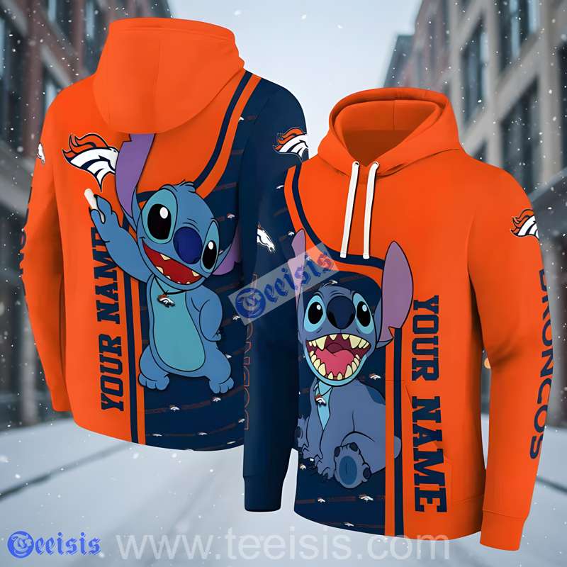 Denver Broncos Stitch 3D Hoodie With Zipper