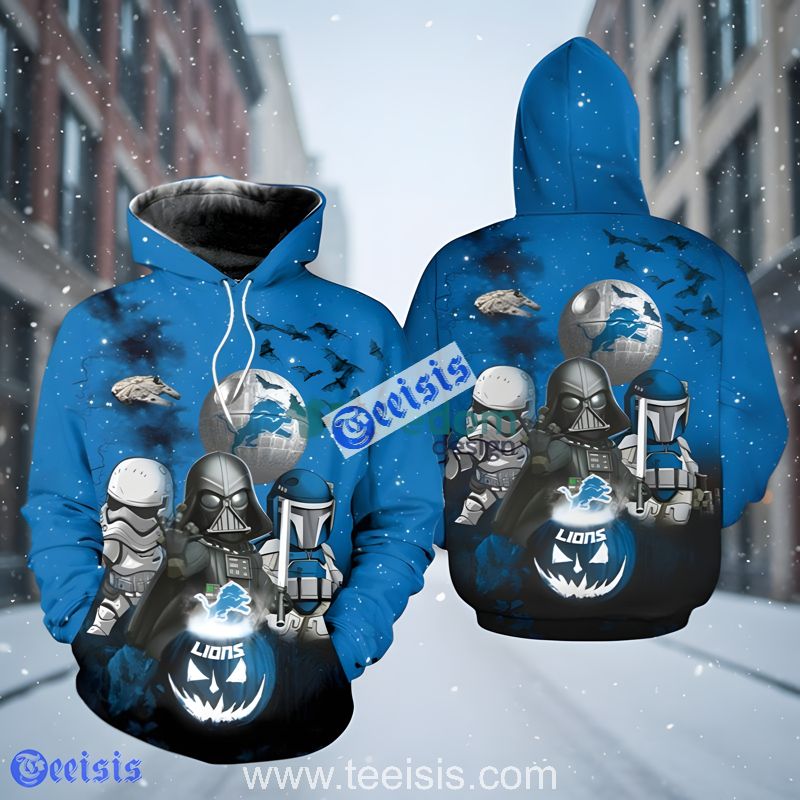 Detroit Lions Star Wars Characters Halloween Graphic Blue Black 3D Hoodie For Fans