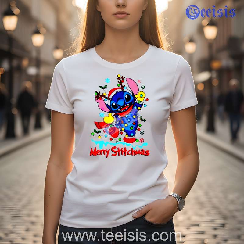 Funny Merry Stitchmas Shirt Cute Blue Alien Christmas