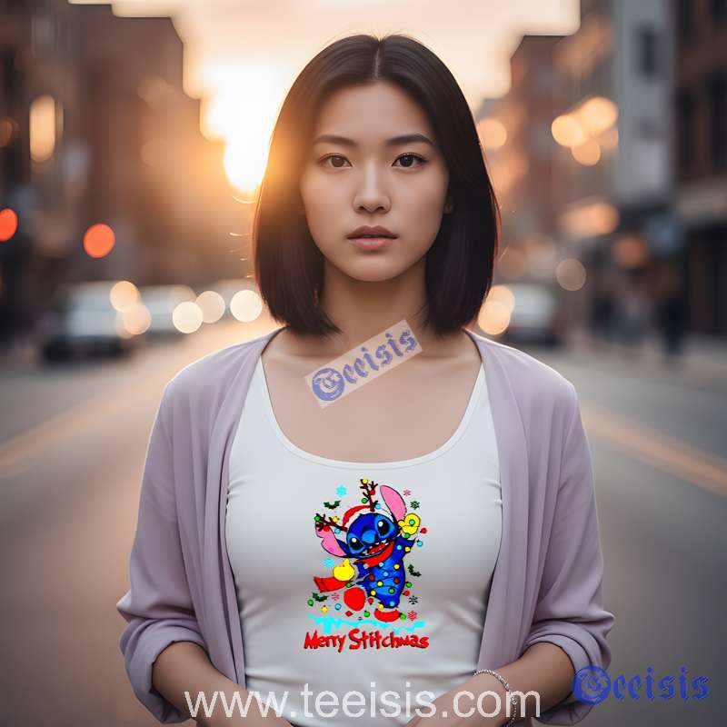 Funny Merry Stitchmas Shirt Cute Blue Alien Christmas image 3 Funny Merry Stitchmas Shirt Cute Blue Alien Christmas image 3