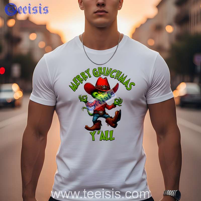 Grinch Merry Grinchmas Yall Cowboy Unisex Shirt Western Xmas