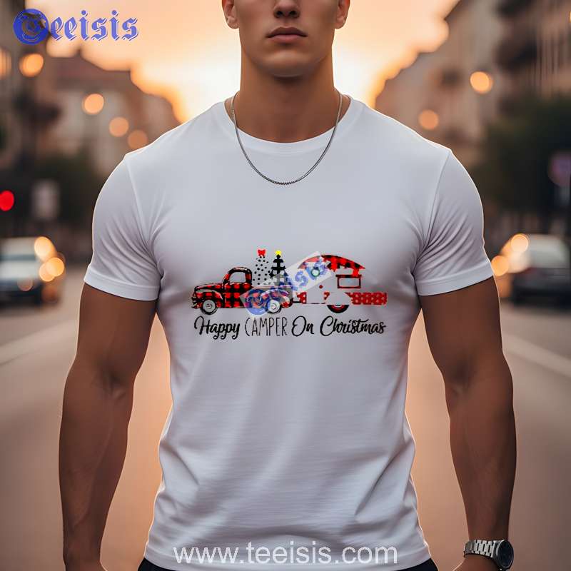 Happy Camper On Christmas Tree Women Shirt