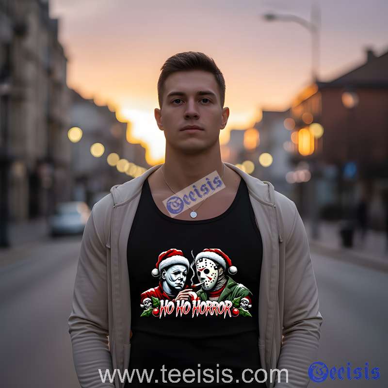 Ho Ho Horror Michael Myers And Jason T Shirt Adults image 3 Ho Ho Horror Michael Myers And Jason T Shirt Adults image 3