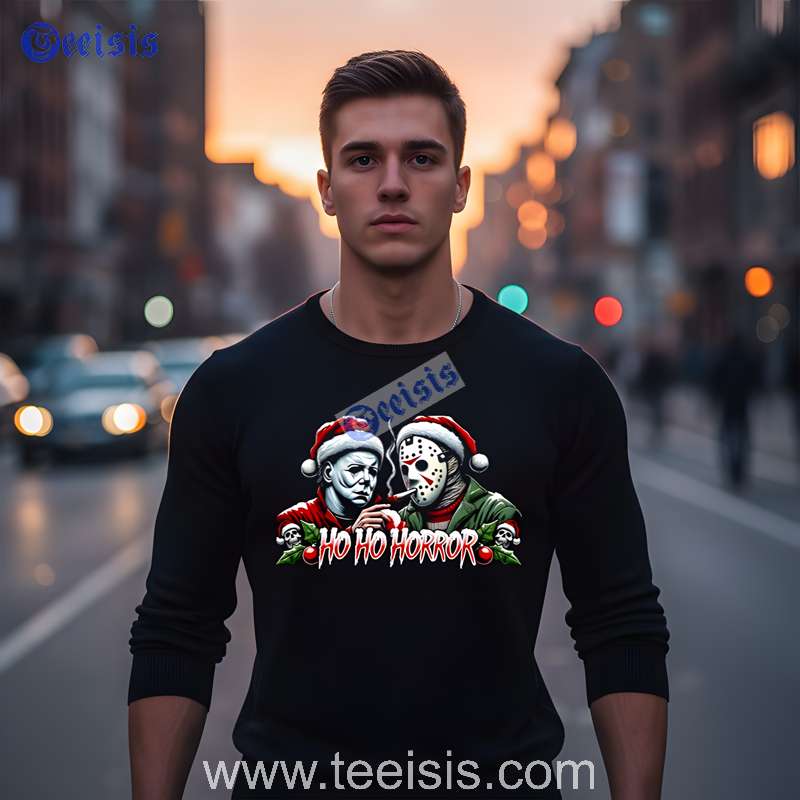 Ho Ho Horror Michael Myers And Jason T Shirt Adults image 4 Ho Ho Horror Michael Myers And Jason T Shirt Adults image 4