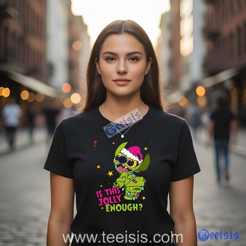 Is This Jolly Enough Stitch Christmas Black Men Shirt