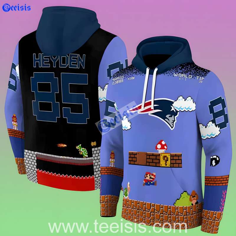 New England Patriots Mario Personalized 3D Hoodie For Boy