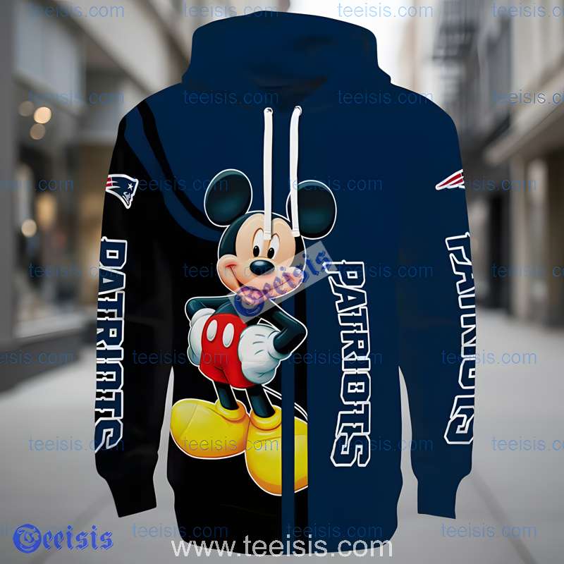 New England Patriots Mickey Mouse 3D Hoodie For Women