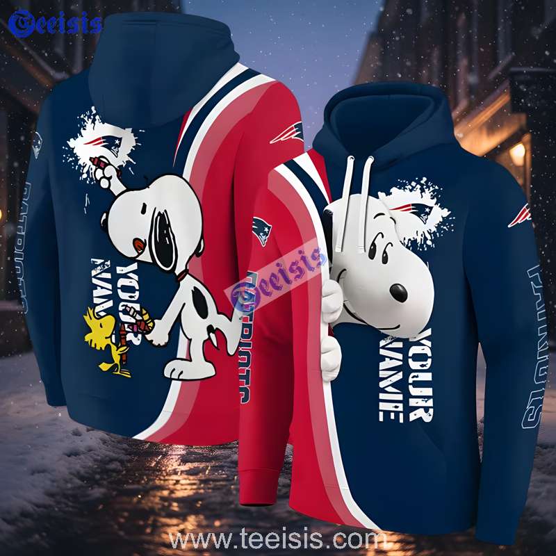 New England Patriots Peeking Snoopy Red Blue 3D Hoodie Fashion