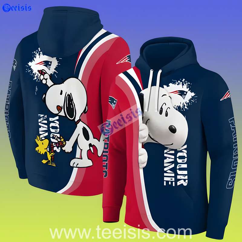 New England Patriots Peeking Snoopy Red Blue 3D Hoodie Fashion