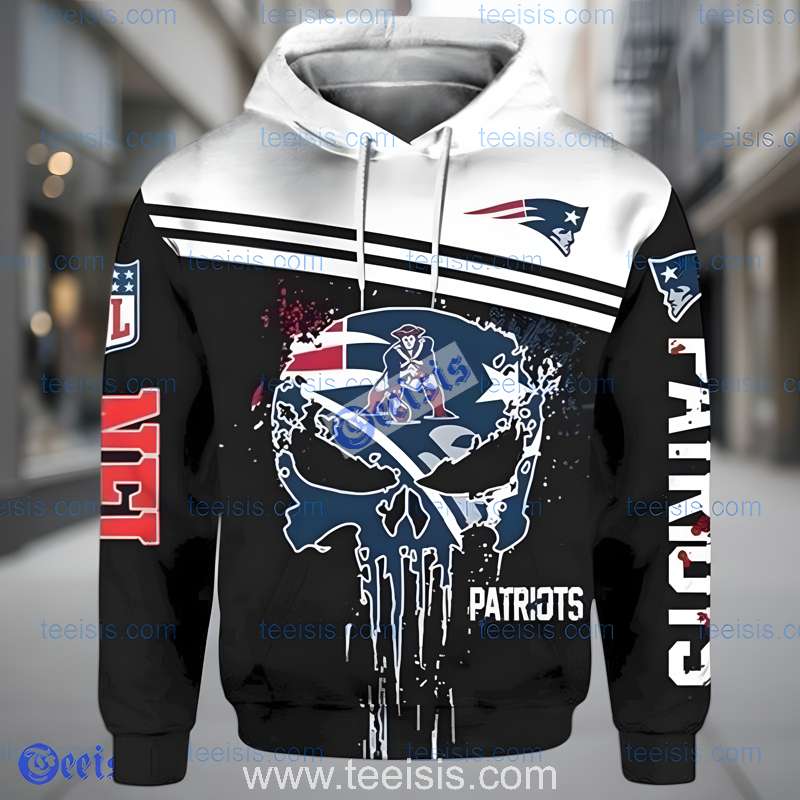 New England Patriots Skull 3D Hoodie Costume For Youth