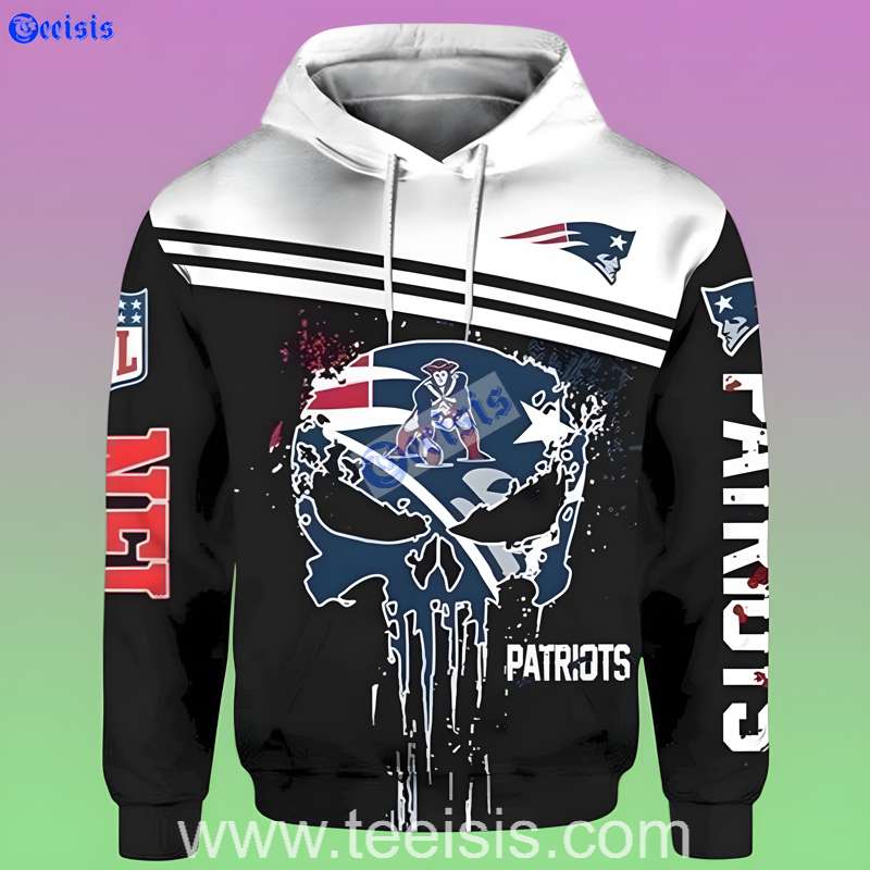 New England Patriots Skull 3D Hoodie Costume For Youth