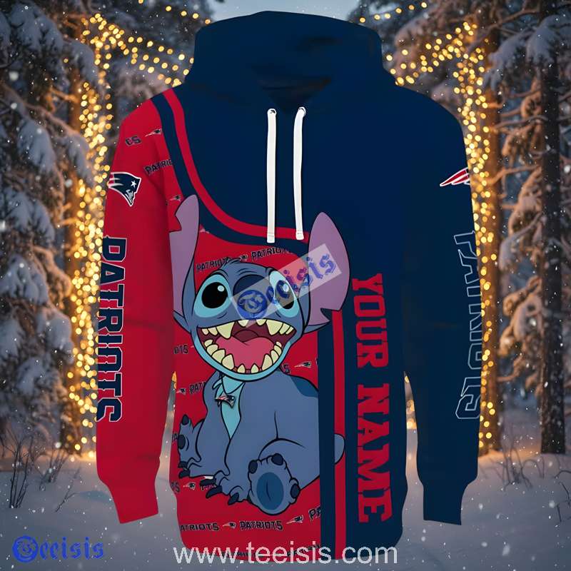 New England Patriots Stitch Blue 3D Hoodie For Youth