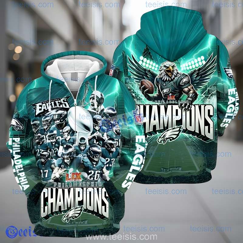 Philadelphia Eagles Champions 3D Hoodie Super Bowl For Fans