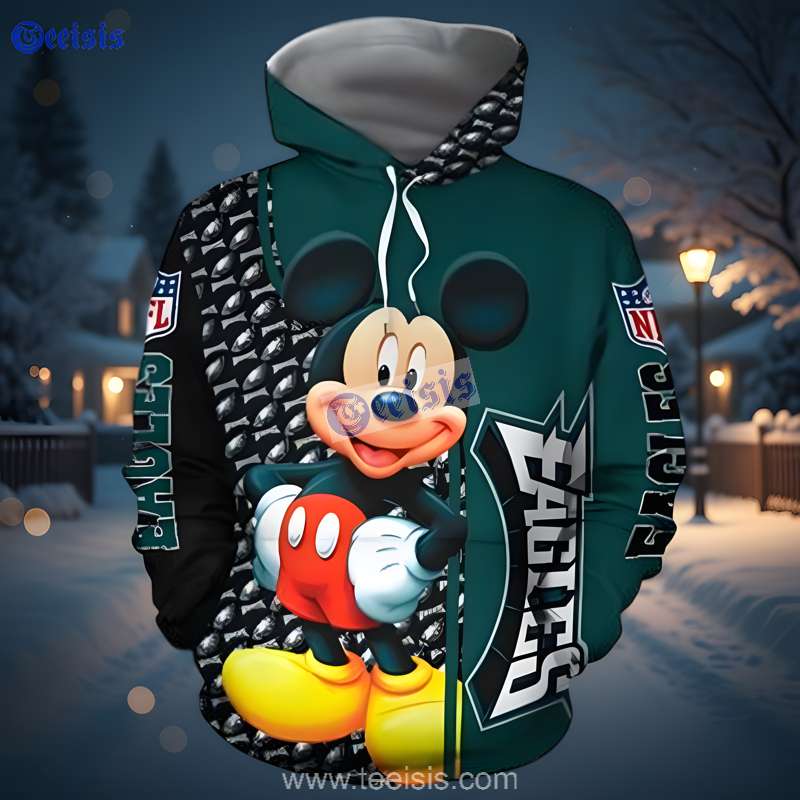 Philadelphia Eagles Cute Mickey Mouse 3D Hoodie Women