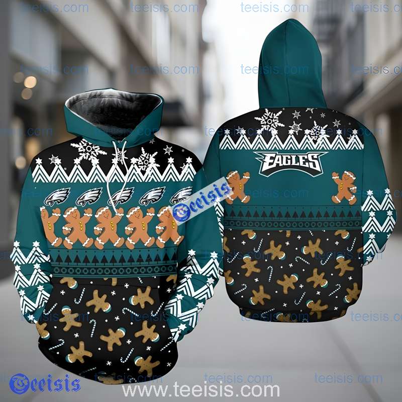 Philadelphia Eagles Gingerbread Christmas Hoodie Festive Style Pullover For Women