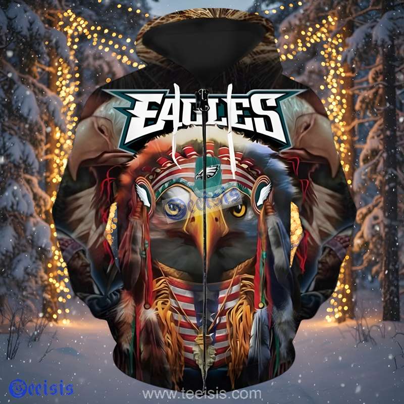 Philadelphia Eagles Native Warrior Eagle 3D Art Hoodie Apparel