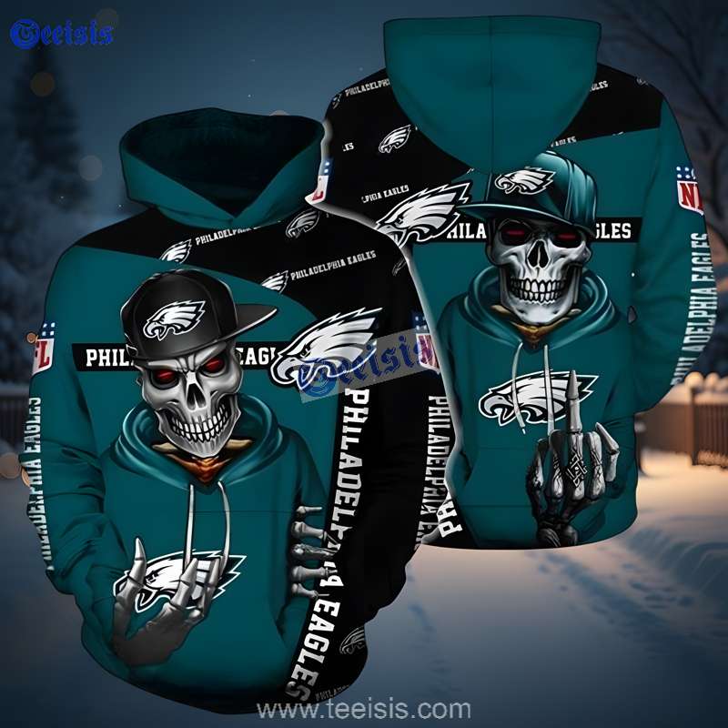 Philadelphia Eagles Skeleton Men 3D Hoodie Cool Skull Streetwear Pullover